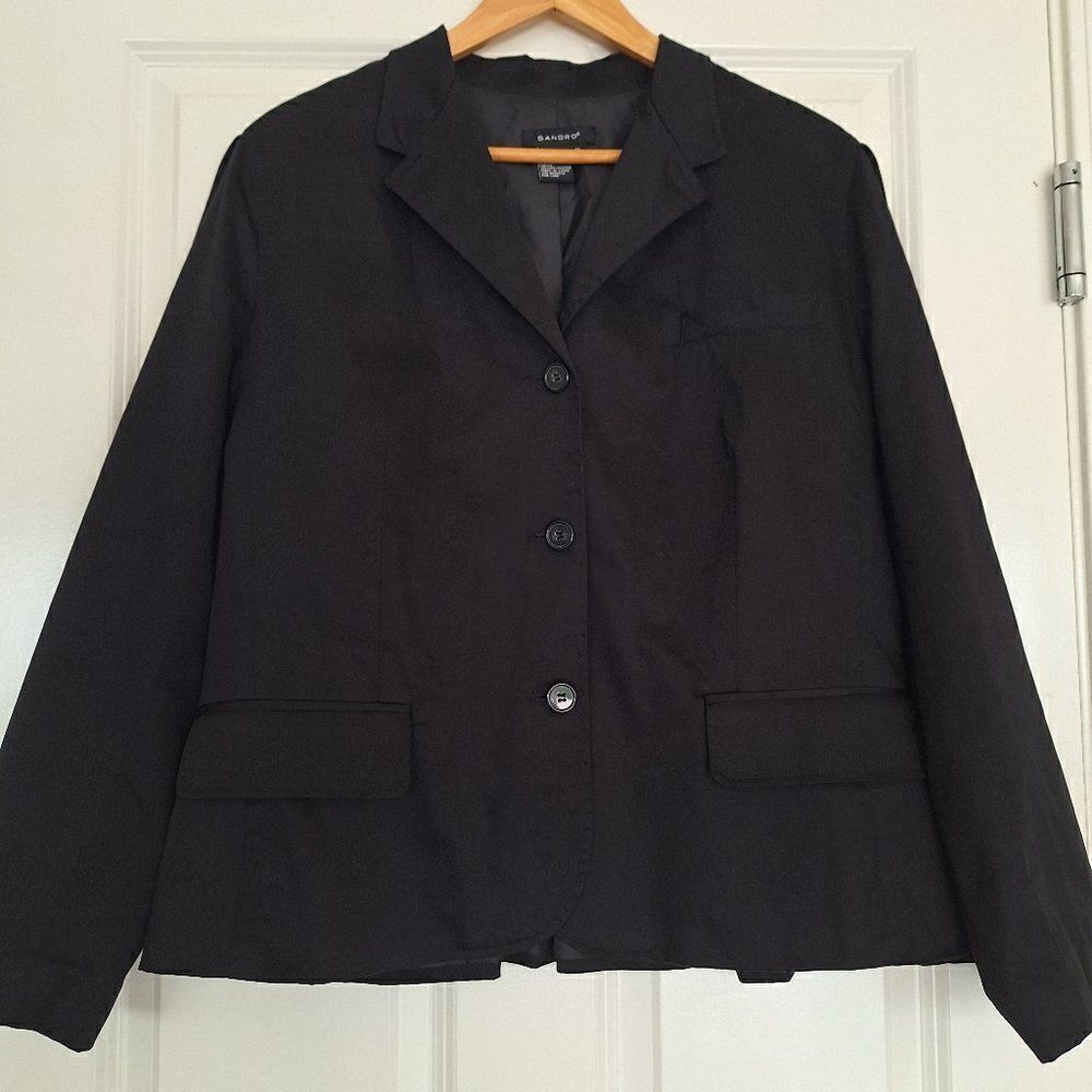 Sandro Black  Cotton Blazer‎ Jacket size XL